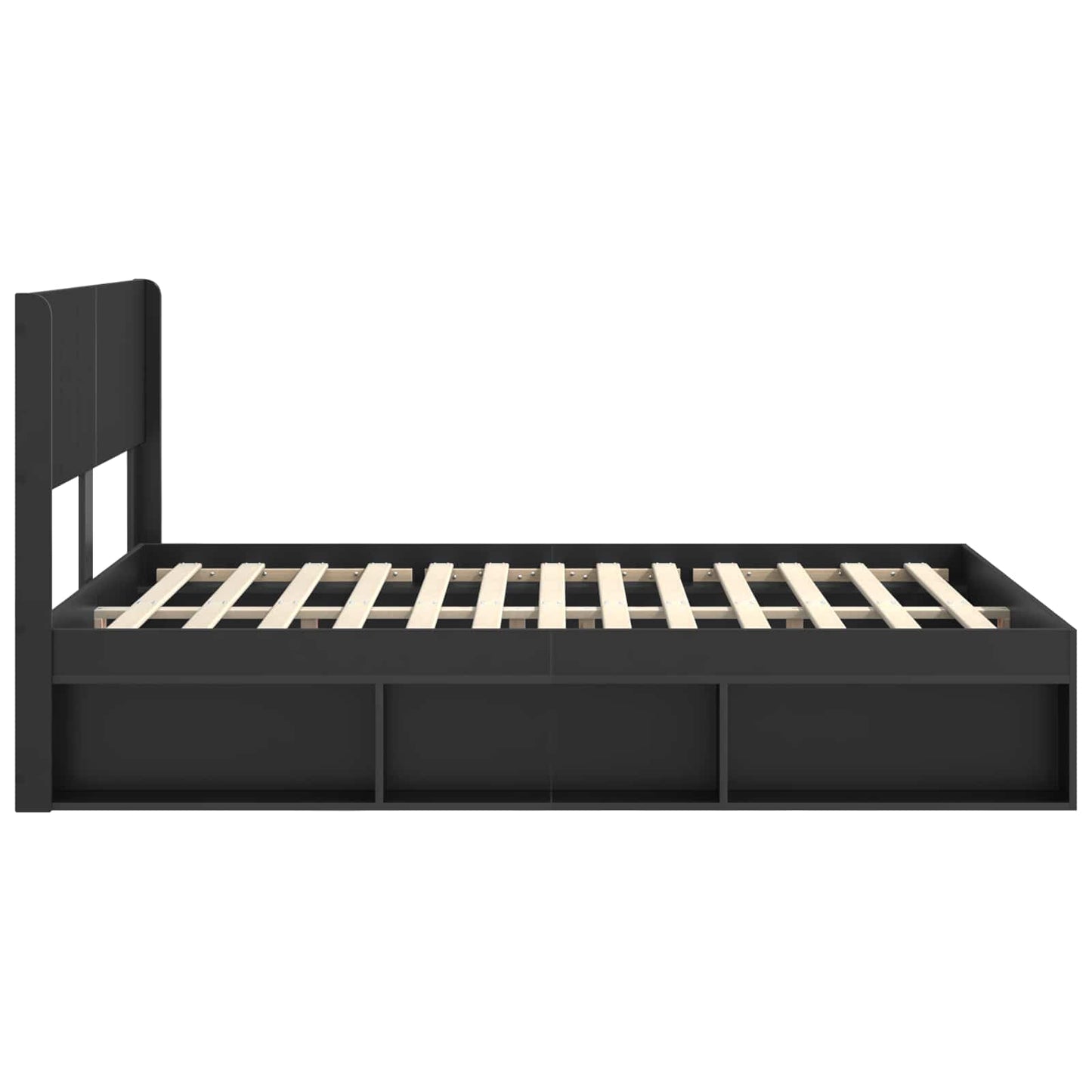 Struttura del letto con stoccaggio e testata Nero 160 x 200 cm | homemem39