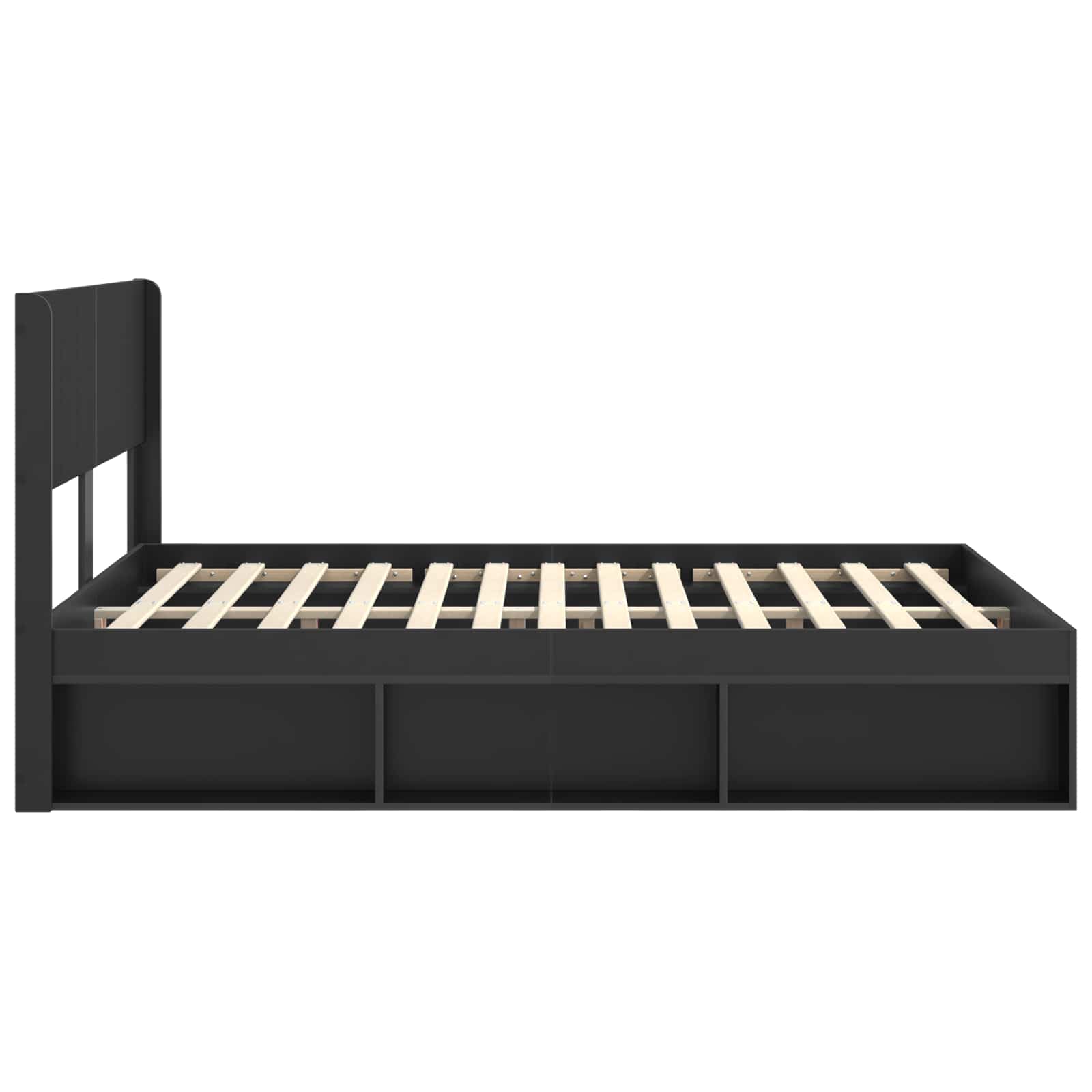 Struttura del letto con stoccaggio e testata Nero 160 x 200 cm | homemem39