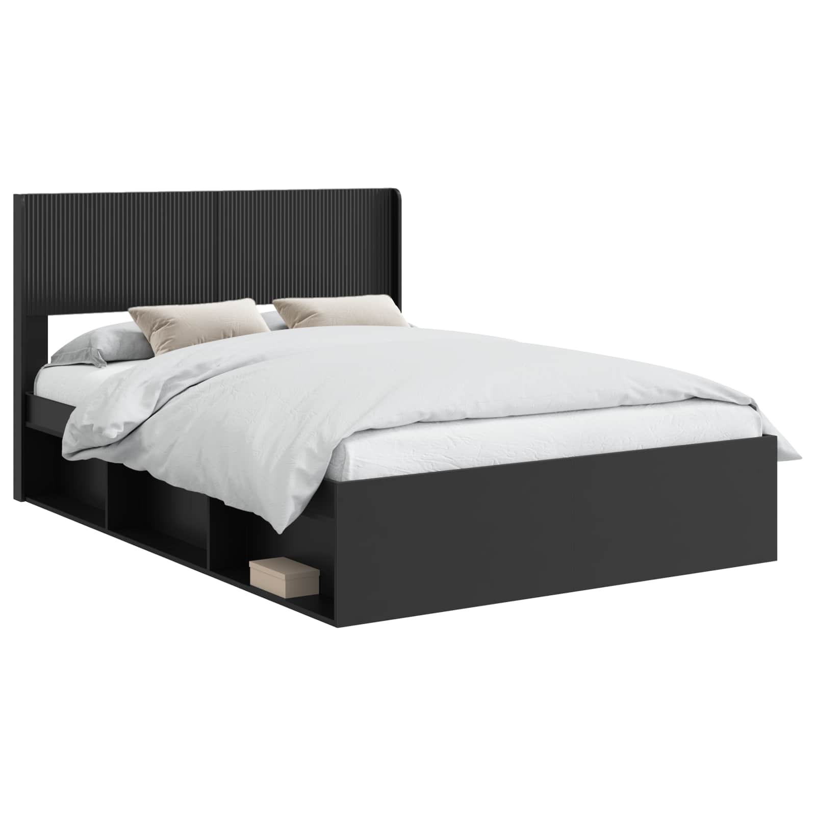 Struttura del letto con stoccaggio e testata Nero 150 x 200 cm | homemem39