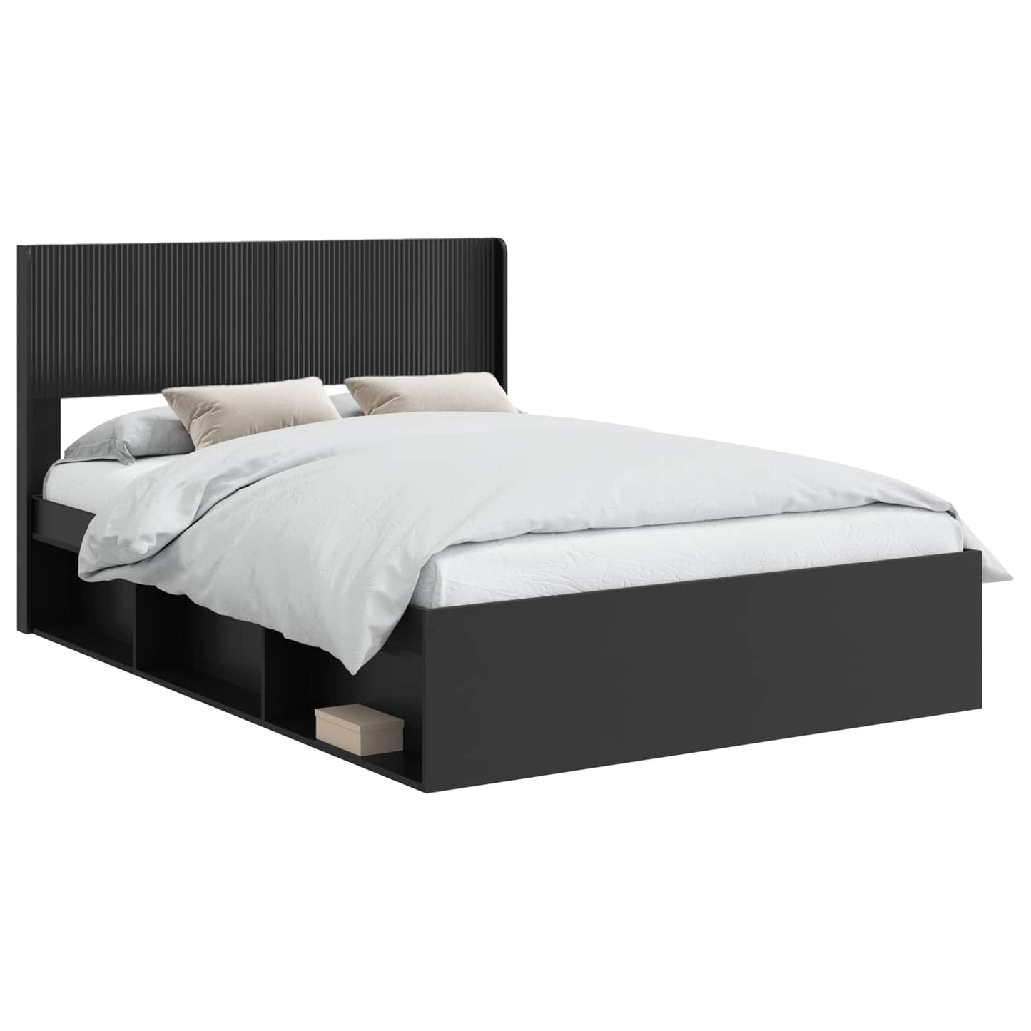 Struttura del letto con stoccaggio e testata Nero 140 x 200 cm | homemem39