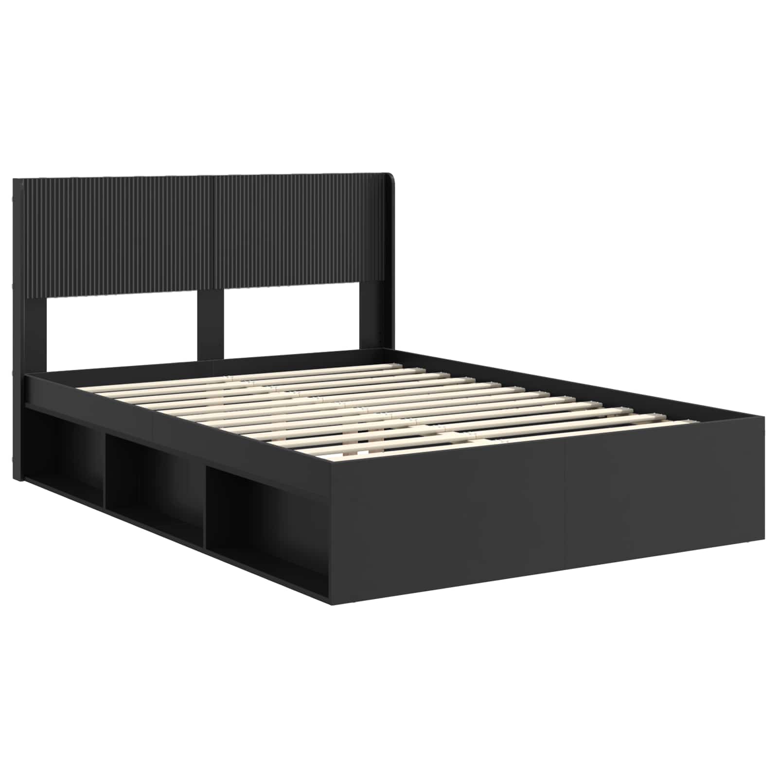 Struttura del letto con stoccaggio e testata Nero 140 x 200 cm | homemem39