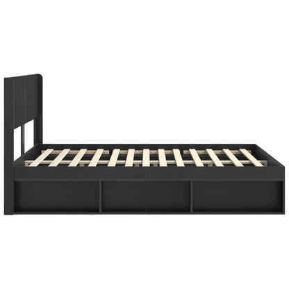 Struttura del letto con stoccaggio e testata Nero 140 x 200 cm | homemem39