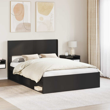 Struttura del letto con stoccaggio e testata Nero 135 x 190 cm | homemem39