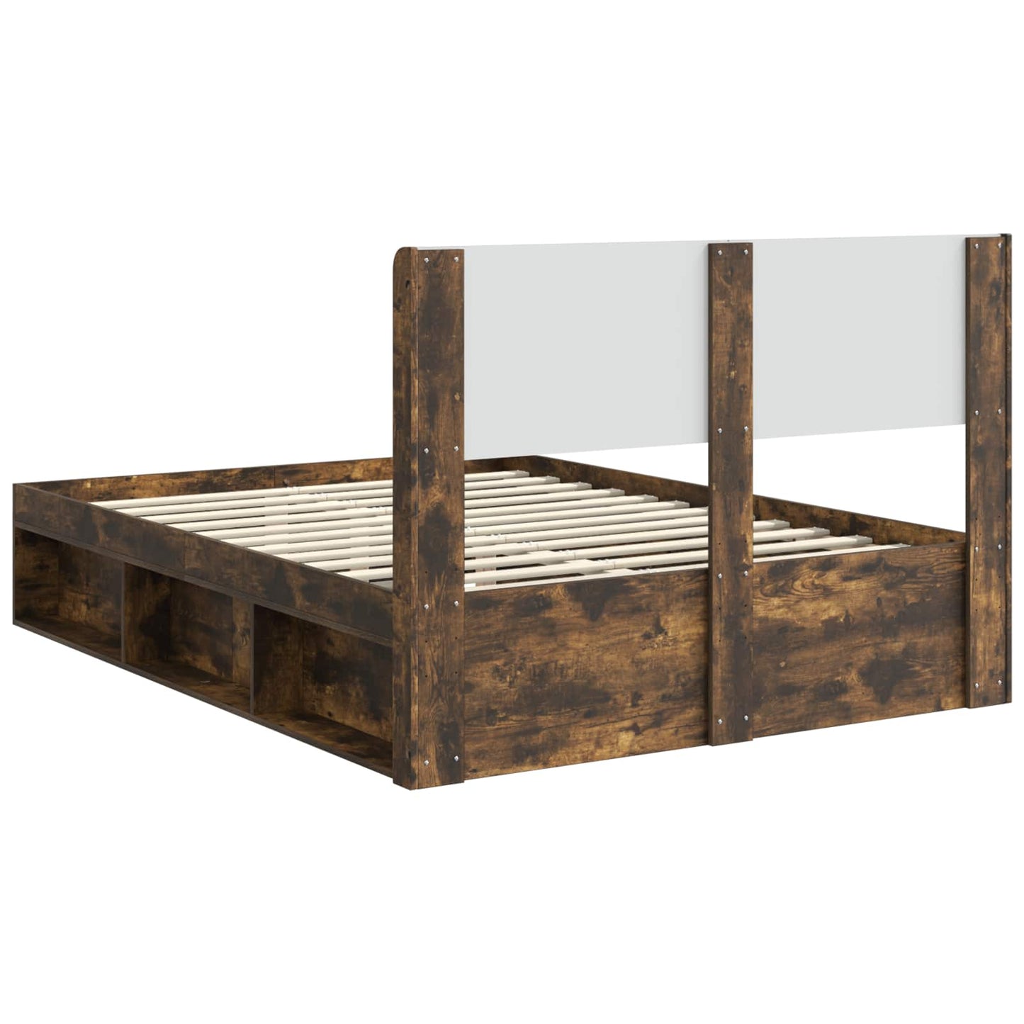 Struttura del letto con stoccaggio e testata Rovere Fumo | homemem39