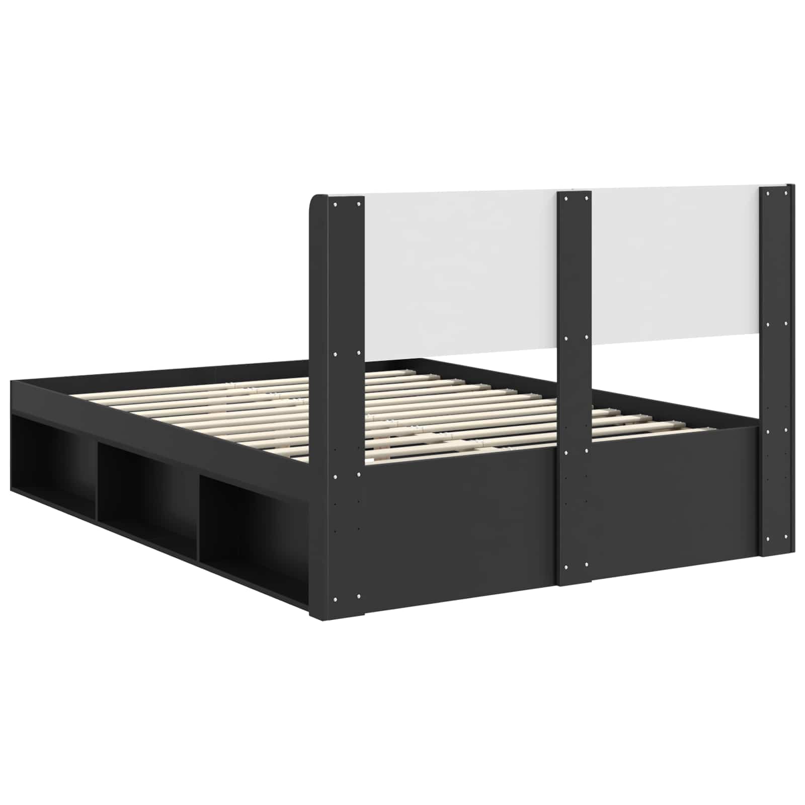 Struttura del letto con stoccaggio e testata Nero 120 x 200 cm | homemem39