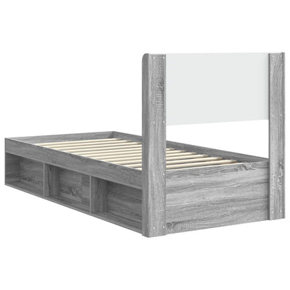 Struttura del letto con stoccaggio e testata Sonoma grigio | homemem39