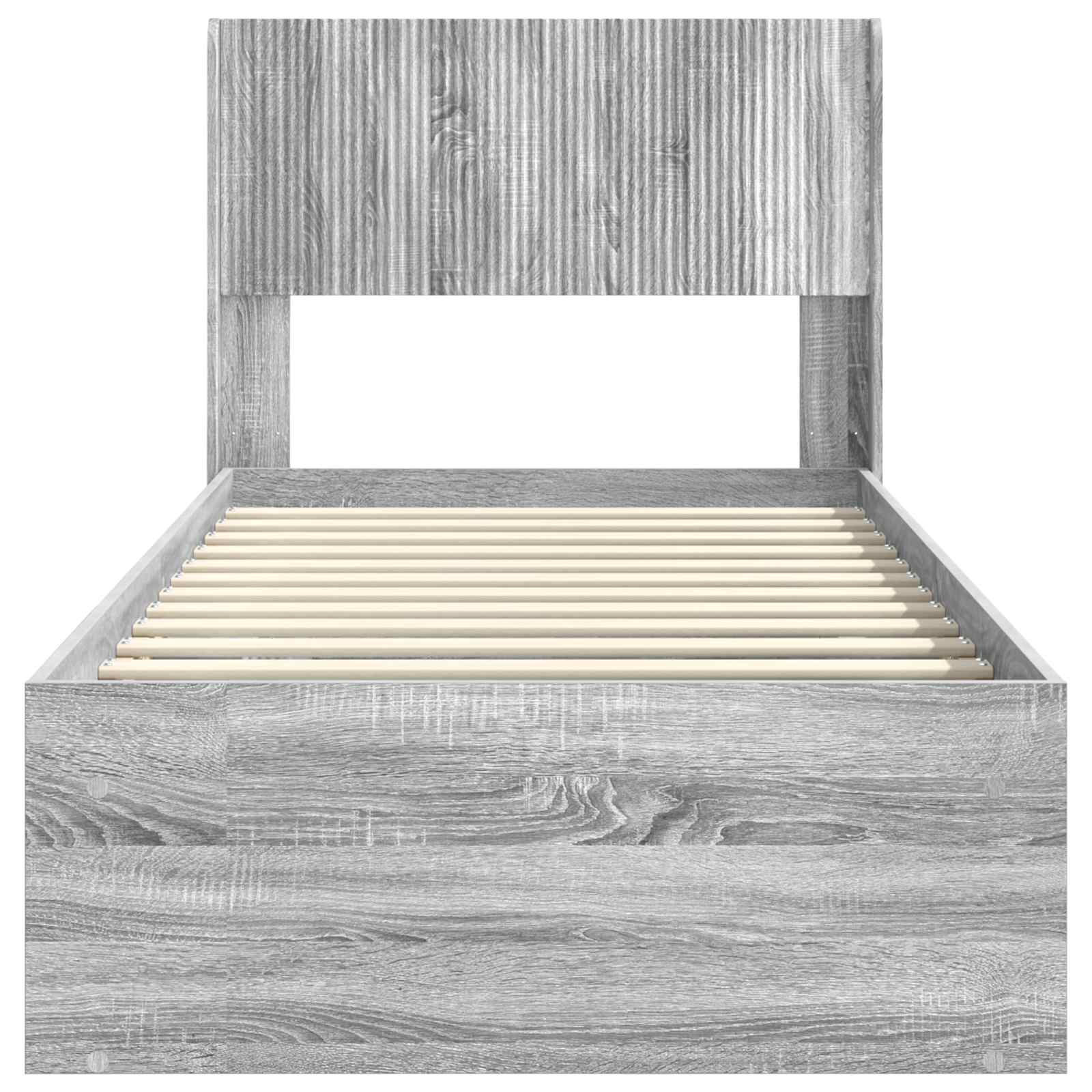 Struttura del letto con stoccaggio e testata Sonoma grigio | homemem39