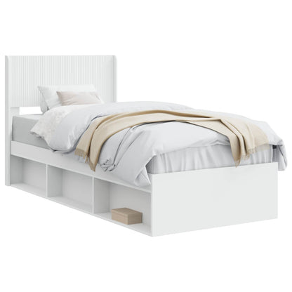 Struttura del letto con stoccaggio e testata Bianco 90 x 200 cm | homemem39