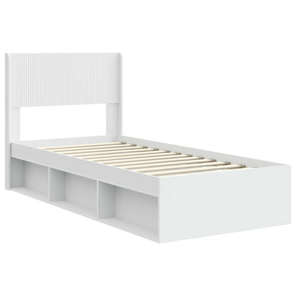 Struttura del letto con stoccaggio e testata Bianco 90 x 200 cm | homemem39