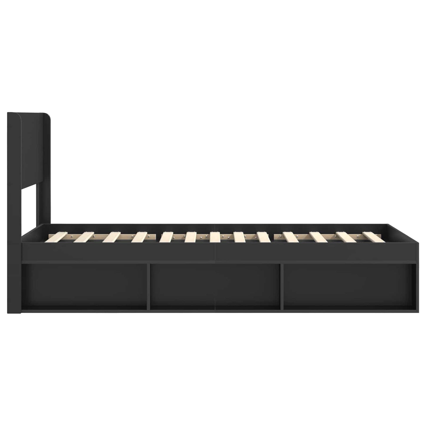 Struttura del letto con stoccaggio e testata Nero 90 x 200 cm | homemem39