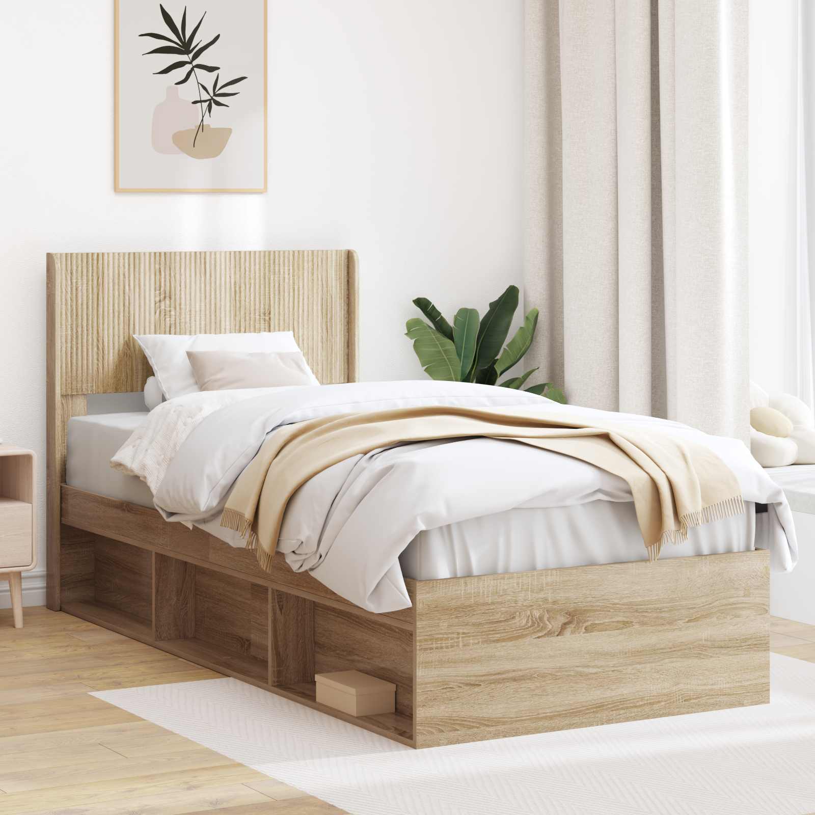 Struttura del letto con stoccaggio e testata 3 pcs | homemem39