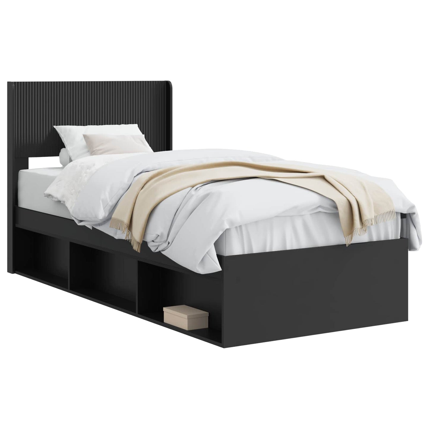 Struttura del letto con stoccaggio e testata Nero 90 x 190 cm | homemem39