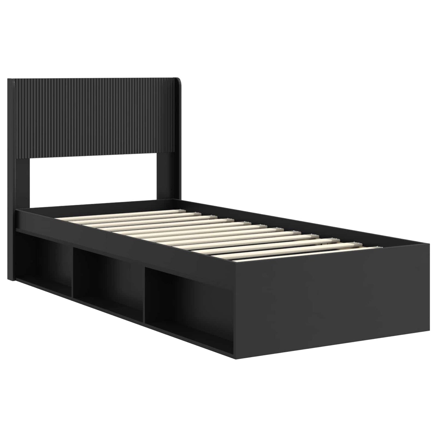 Struttura del letto con stoccaggio e testata Nero 90 x 190 cm | homemem39