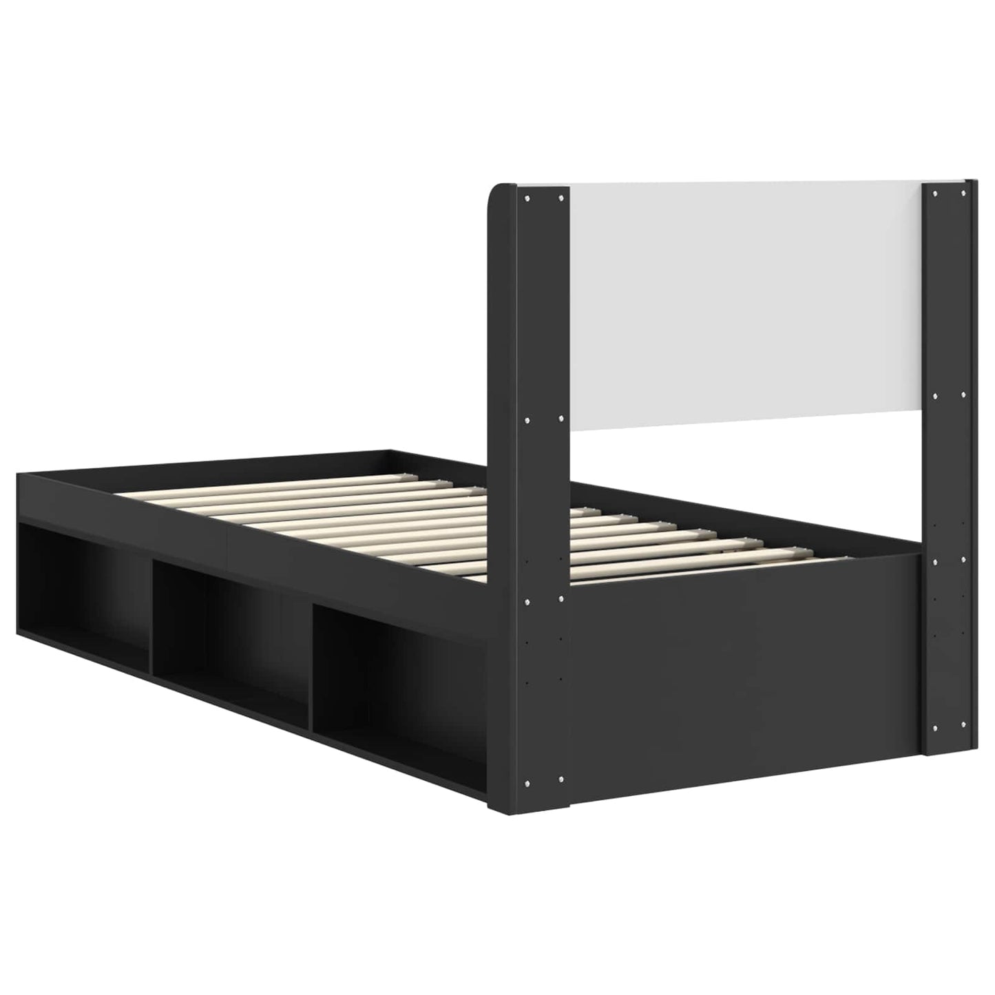 Struttura del letto con stoccaggio e testata Nero 90 x 190 cm | homemem39