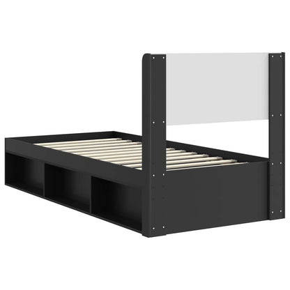 Struttura del letto con stoccaggio e testata Nero 90 x 190 cm | homemem39