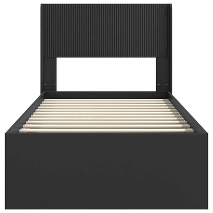 Struttura del letto con stoccaggio e testata Nero 90 x 190 cm | homemem39