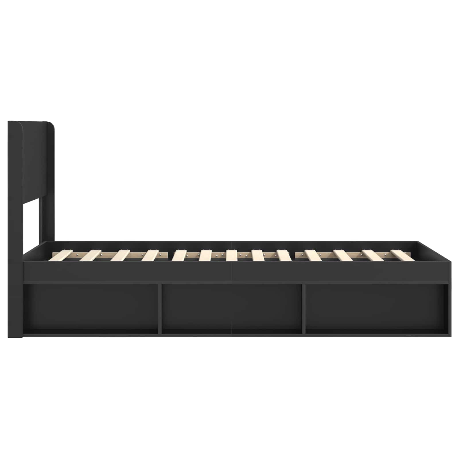 Struttura del letto con stoccaggio e testata Nero 90 x 190 cm | homemem39