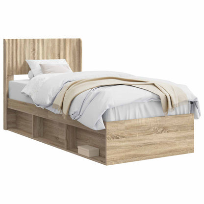 Struttura del letto con stoccaggio e testata Rovere Sonoma | homemem39