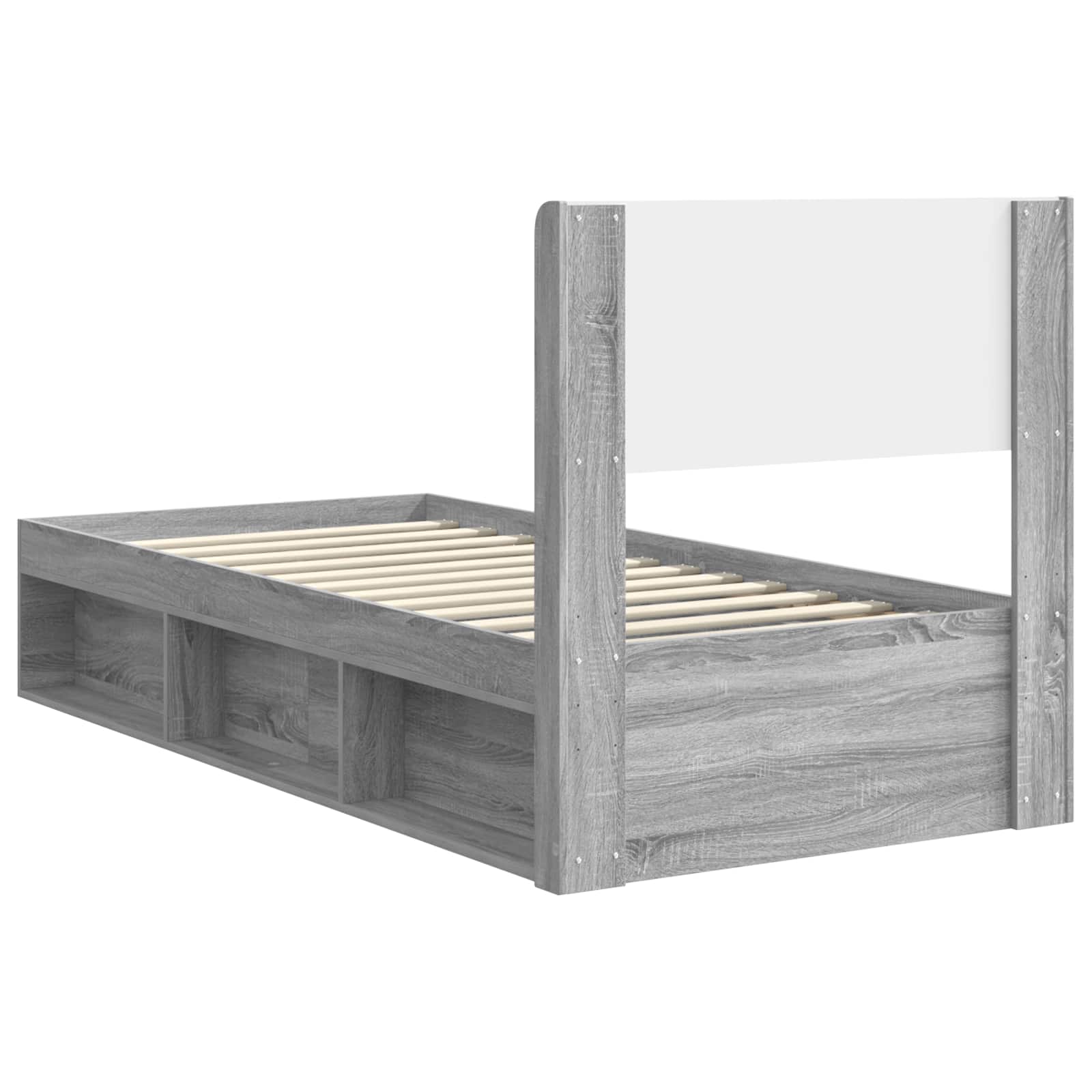 Struttura del letto con stoccaggio e testata Sonoma grigio | homemem39