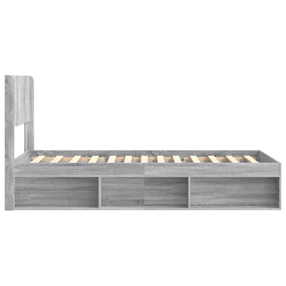 Struttura del letto con stoccaggio e testata Sonoma grigio | homemem39
