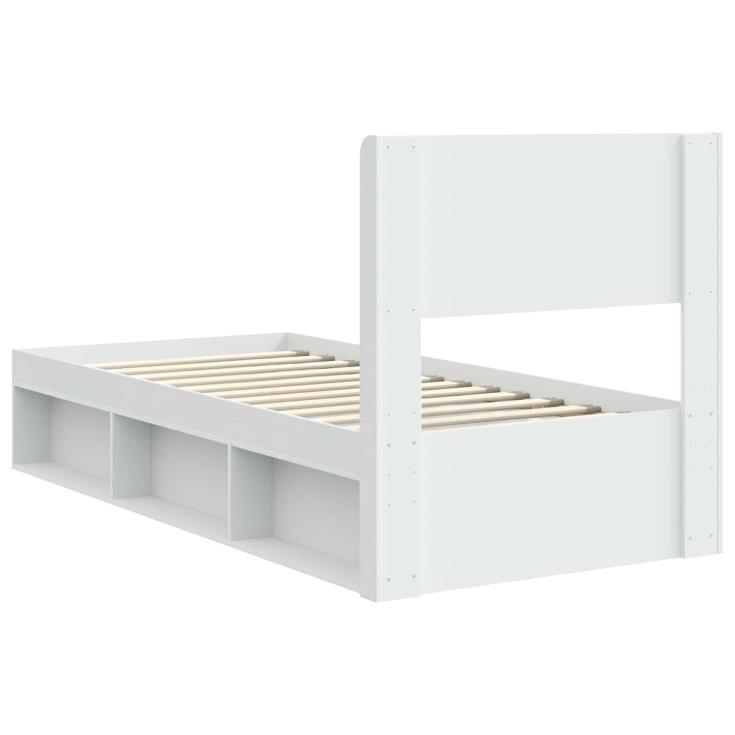 Struttura del letto con stoccaggio e testata Bianco 75 x 190 cm | homemem39