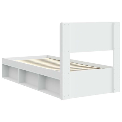Struttura del letto con stoccaggio e testata Bianco 75 x 190 cm | homemem39