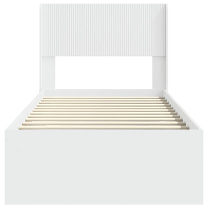 Struttura del letto con stoccaggio e testata Bianco 75 x 190 cm | homemem39