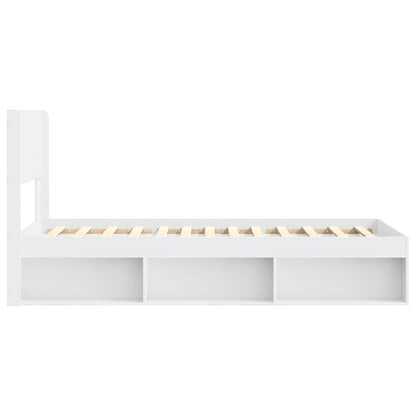 Struttura del letto con stoccaggio e testata Bianco 75 x 190 cm | homemem39