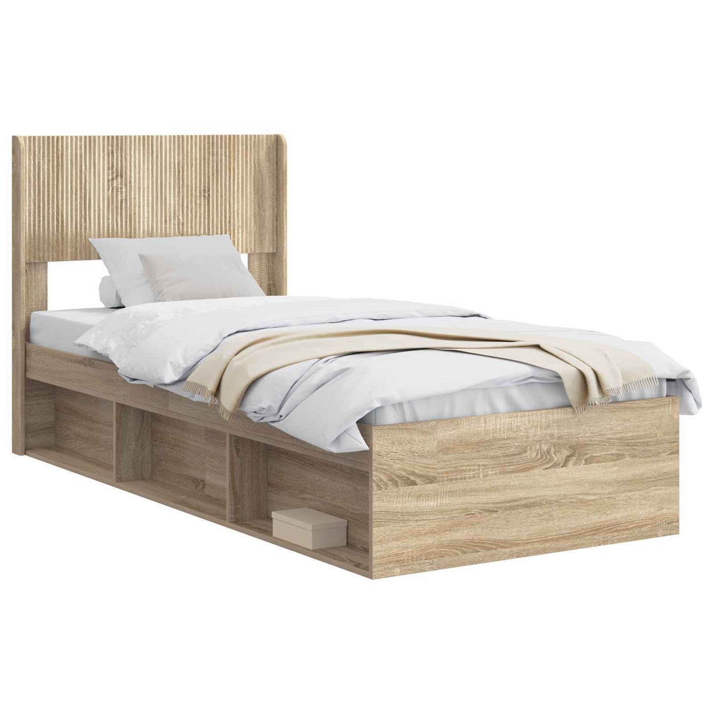 Struttura del letto con stoccaggio e testata Rovere Sonoma | homemem39