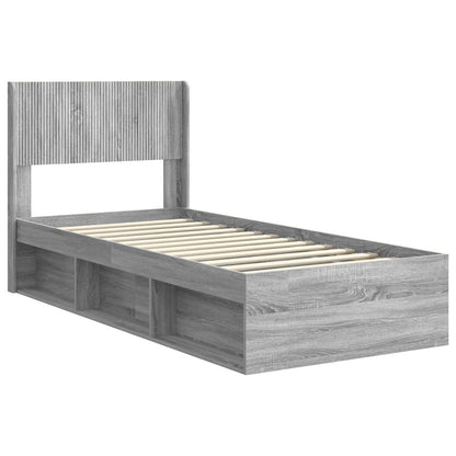 Struttura del letto con stoccaggio e testata Sonoma grigio | homemem39