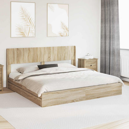 Struttura del letto con stoccaggio e testata Rovere Sonoma | homemem39