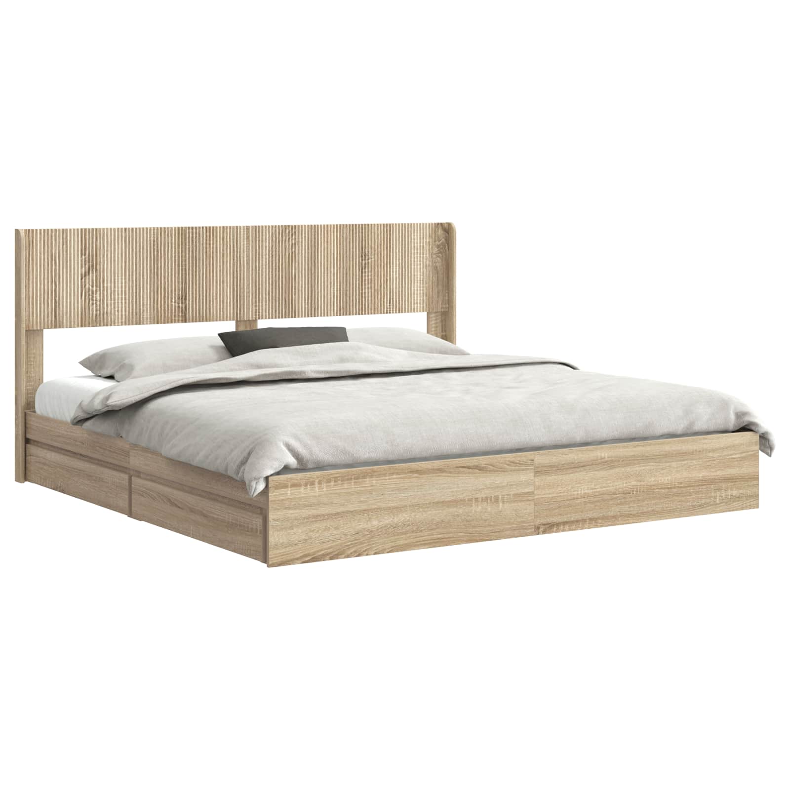 Struttura del letto con stoccaggio e testata Rovere Sonoma | homemem39