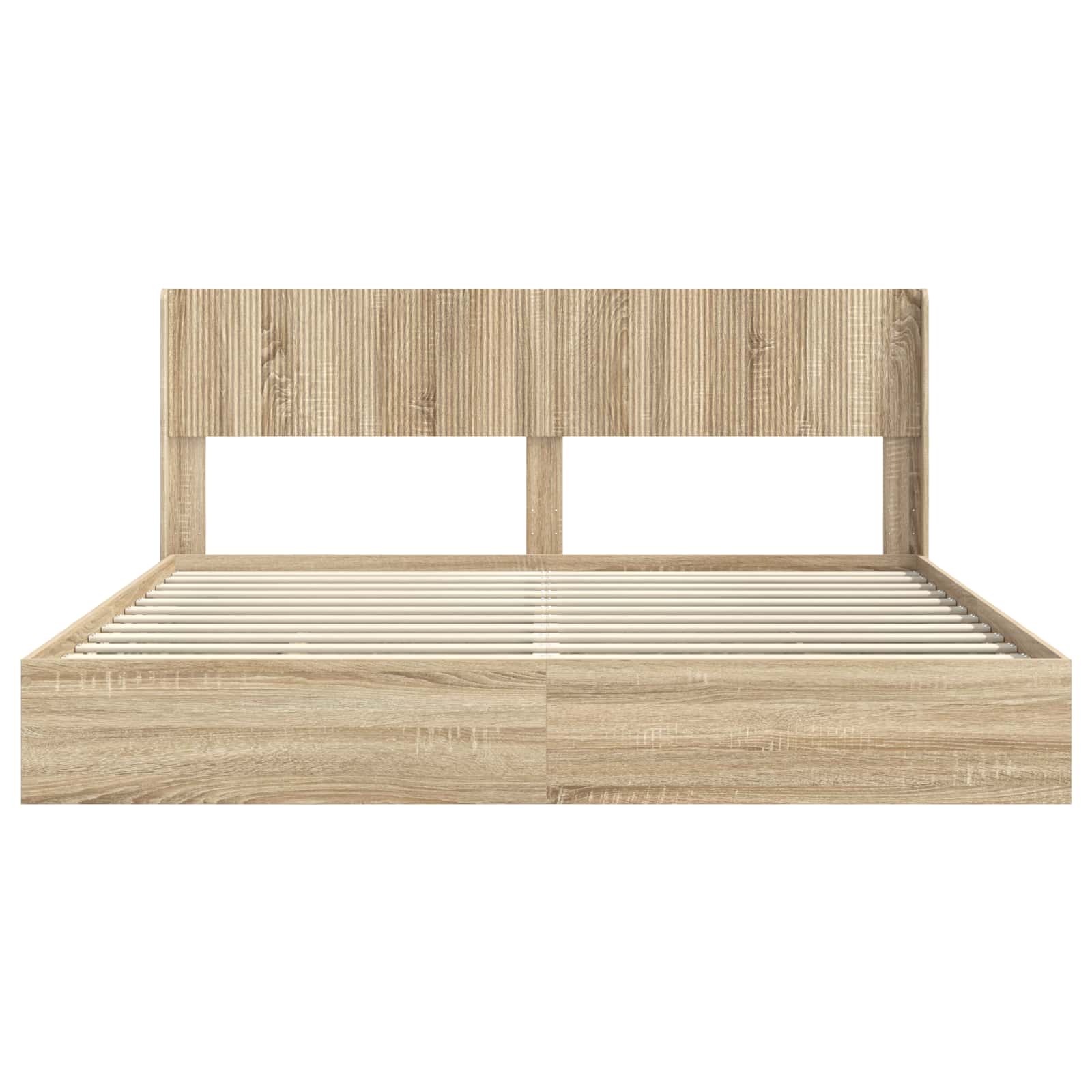 Struttura del letto con stoccaggio e testata Rovere Sonoma | homemem39