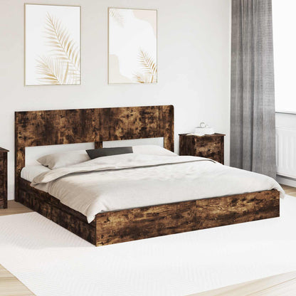 Struttura del letto con stoccaggio e testata Rovere Fumo | homemem39