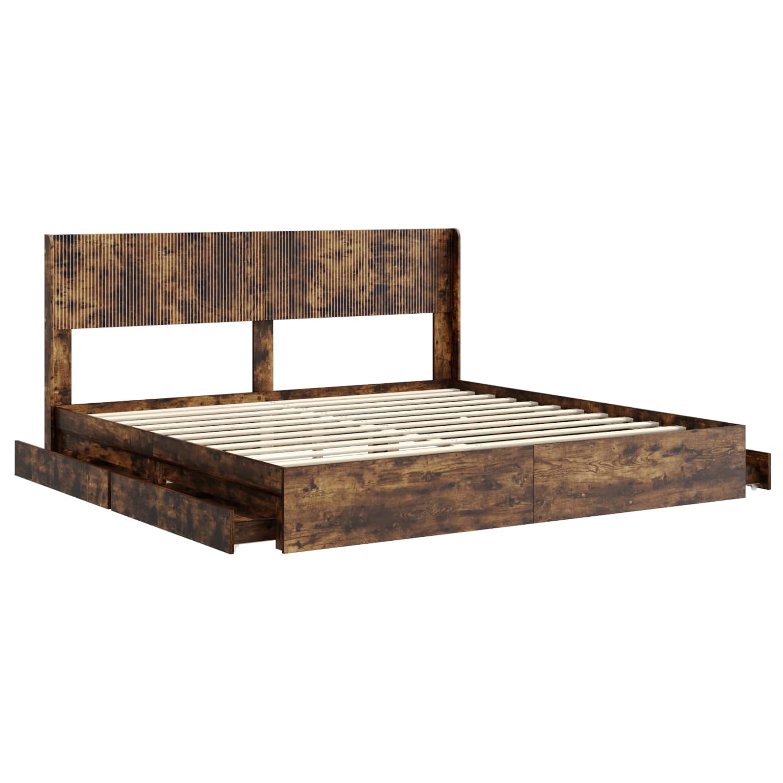 Struttura del letto con stoccaggio e testata Rovere Fumo | homemem39