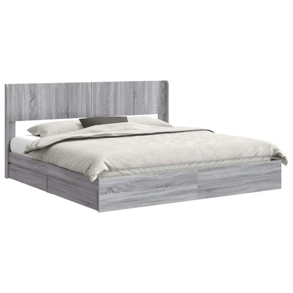 Struttura del letto con stoccaggio e testata Sonoma grigio | homemem39