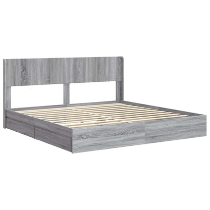 Struttura del letto con stoccaggio e testata Sonoma grigio | homemem39