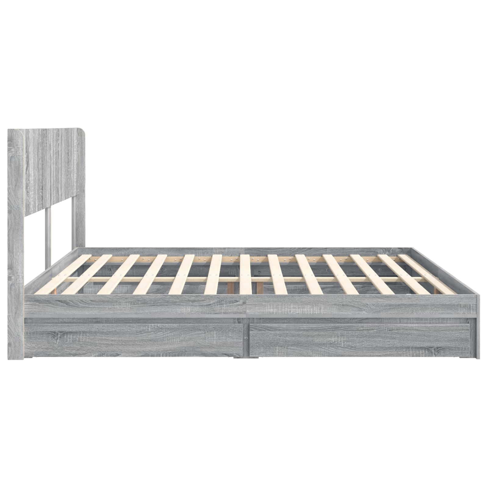 Struttura del letto con stoccaggio e testata Sonoma grigio | homemem39