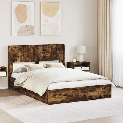Struttura del letto con stoccaggio e testata Rovere Fumo | homemem39