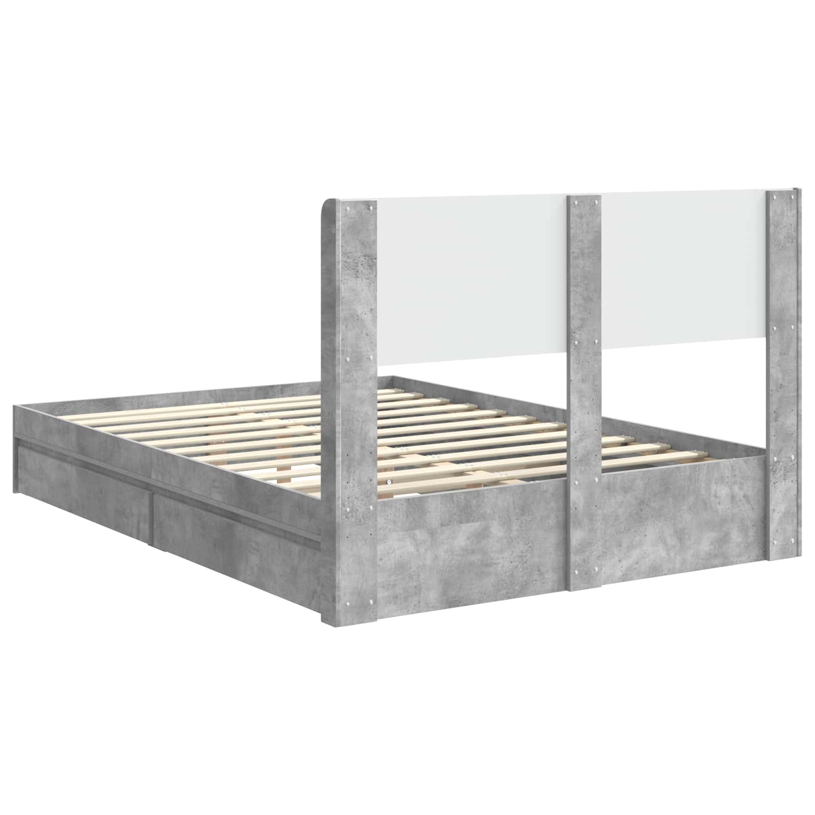 Struttura del letto con stoccaggio e testata Grigio Cemento | homemem39
