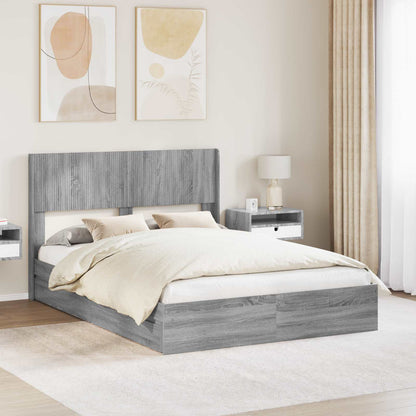 Struttura del letto con stoccaggio e testata Sonoma grigio | homemem39