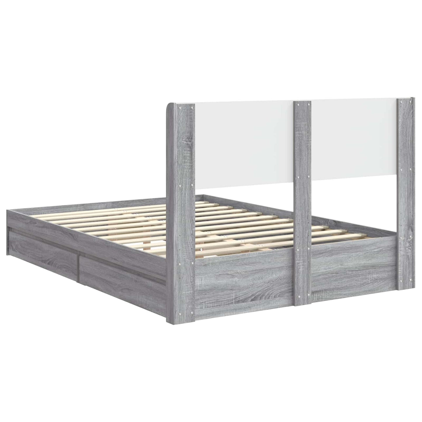 Struttura del letto con stoccaggio e testata Sonoma grigio | homemem39