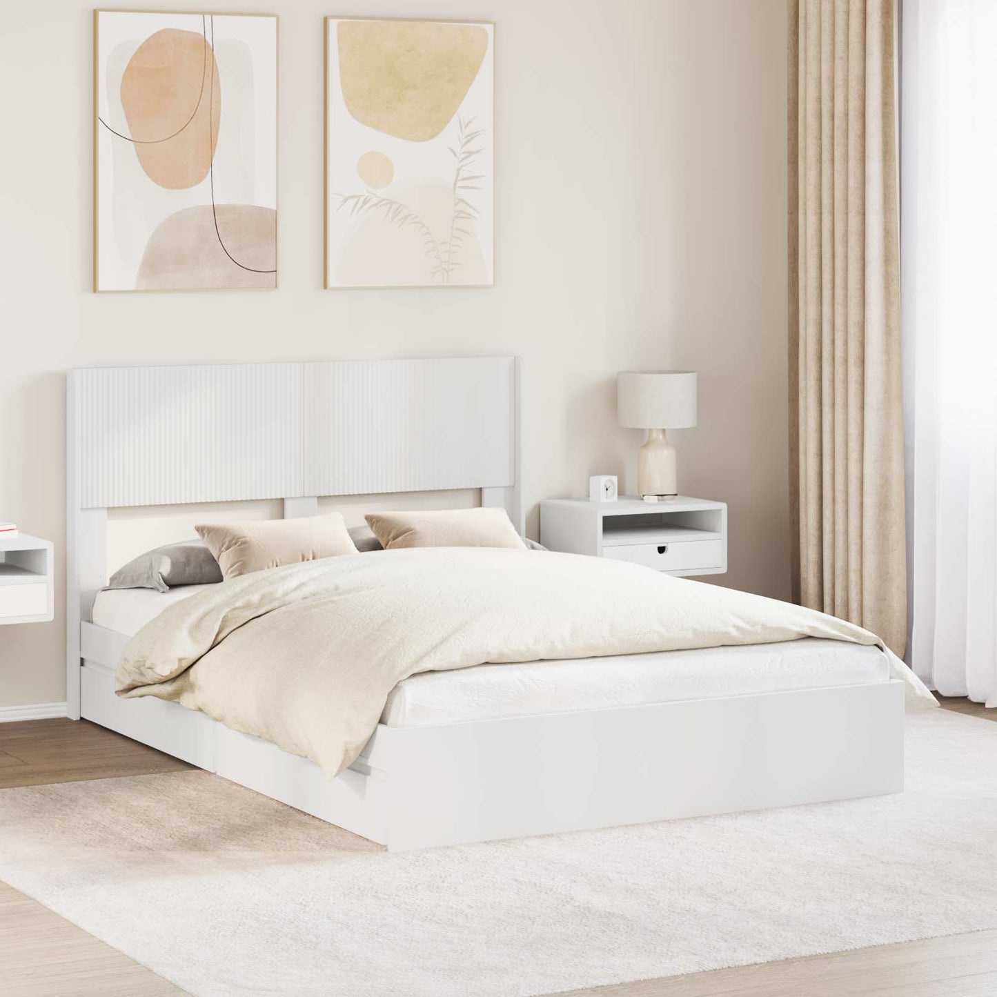 Struttura del letto con stoccaggio e testata Bianco | homemem39