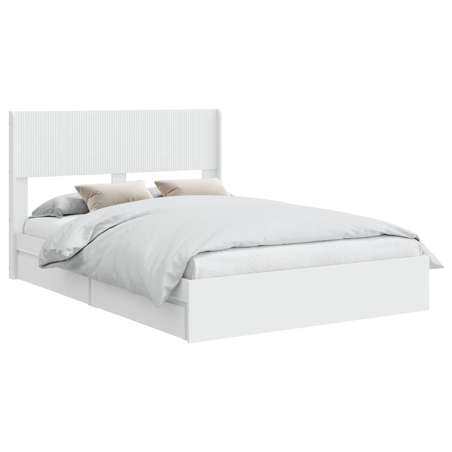 Struttura del letto con stoccaggio e testata Bianco | homemem39
