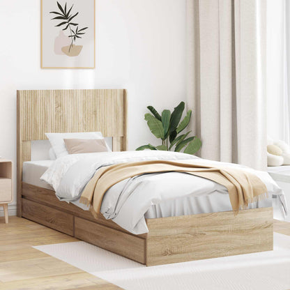 Struttura del letto con stoccaggio e testata Rovere Sonoma