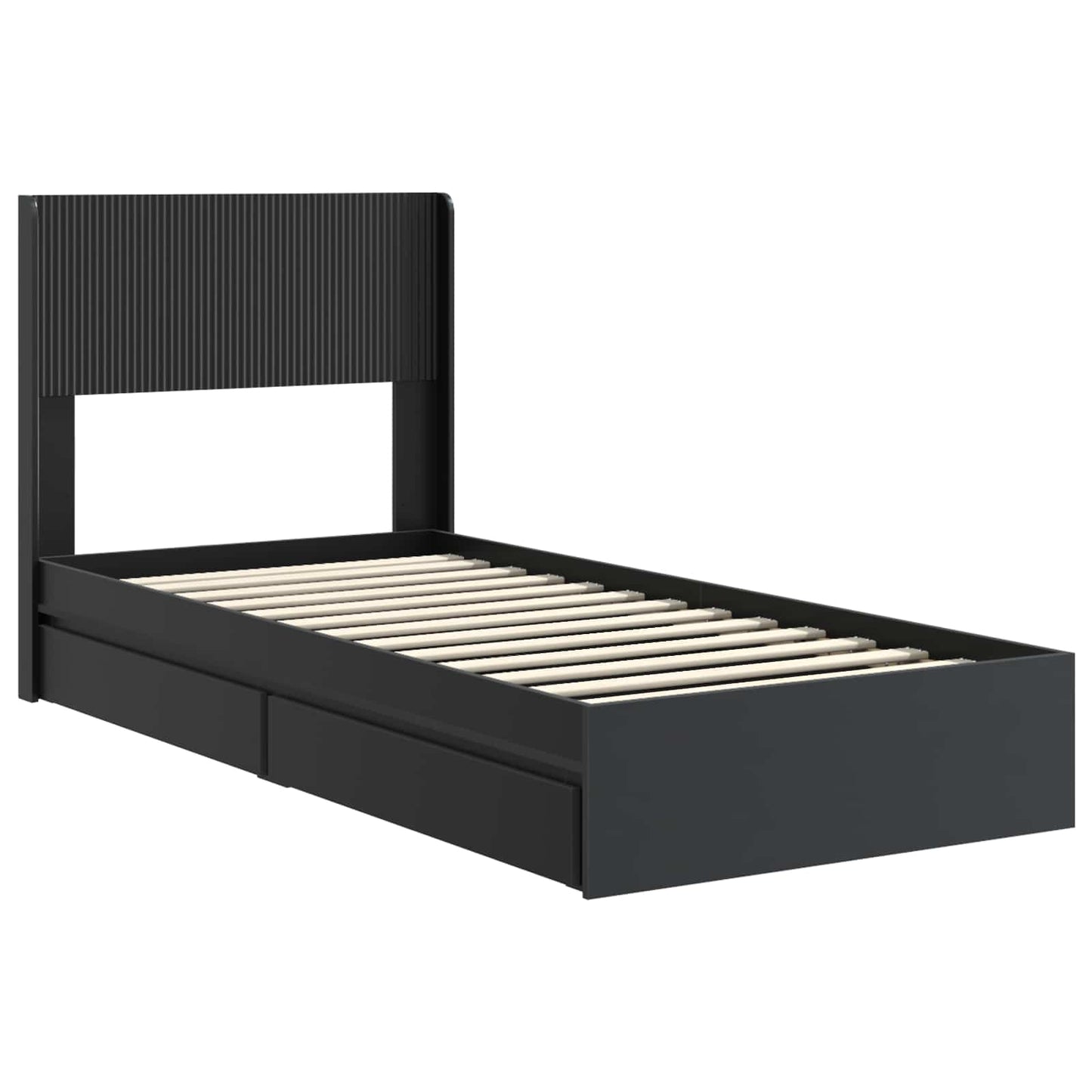 Struttura del letto con stoccaggio e testata Nero 90 x 190 cm | homemem39