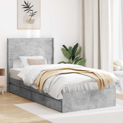 Struttura del letto con stoccaggio e testata Grigio Cemento | homemem39