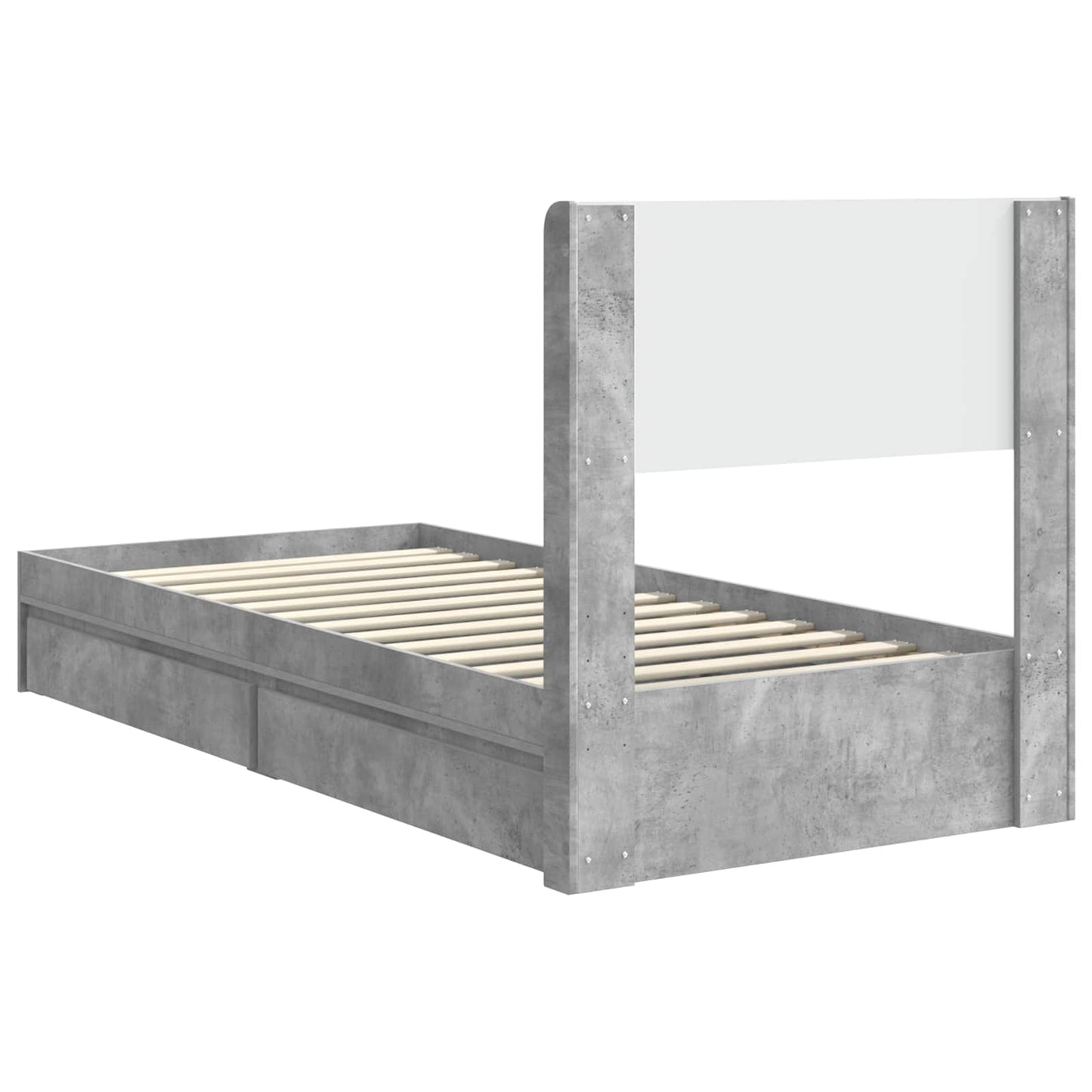Struttura del letto con stoccaggio e testata Grigio Cemento | homemem39