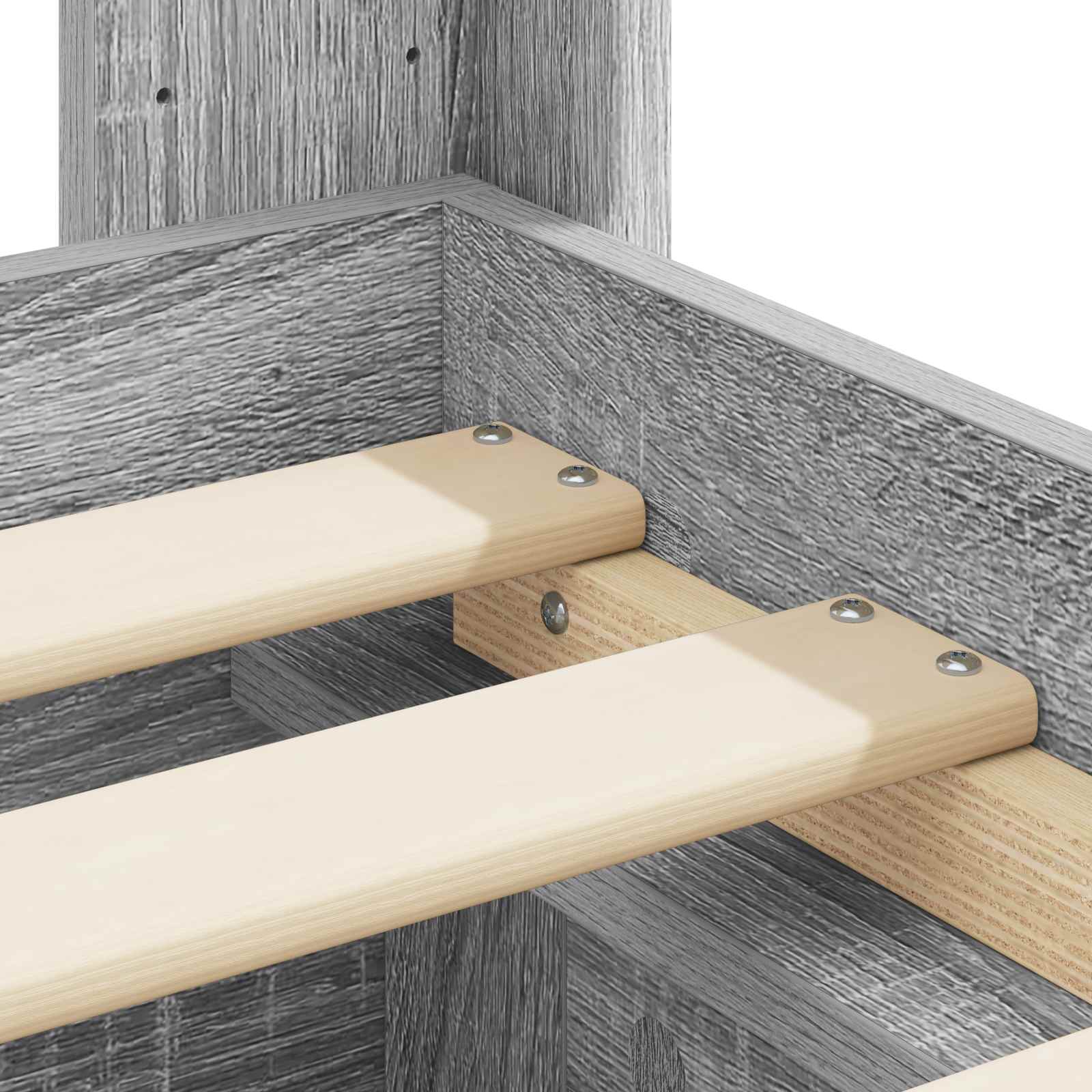 Struttura del letto con stoccaggio e testata Sonoma grigio | homemem39