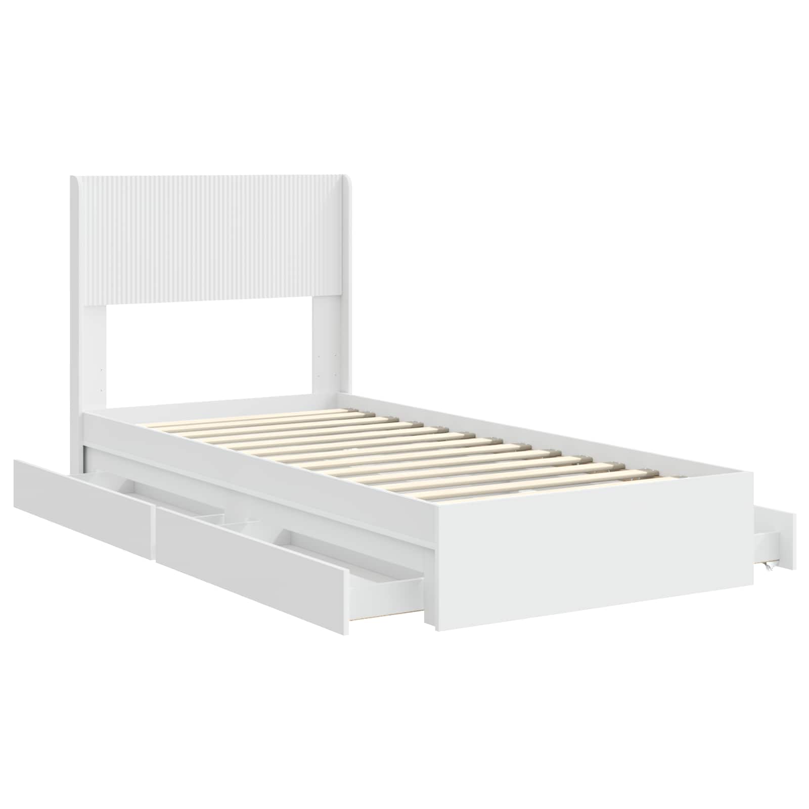 Struttura del letto con stoccaggio e testata Bianco 75 x 190 cm | homemem39